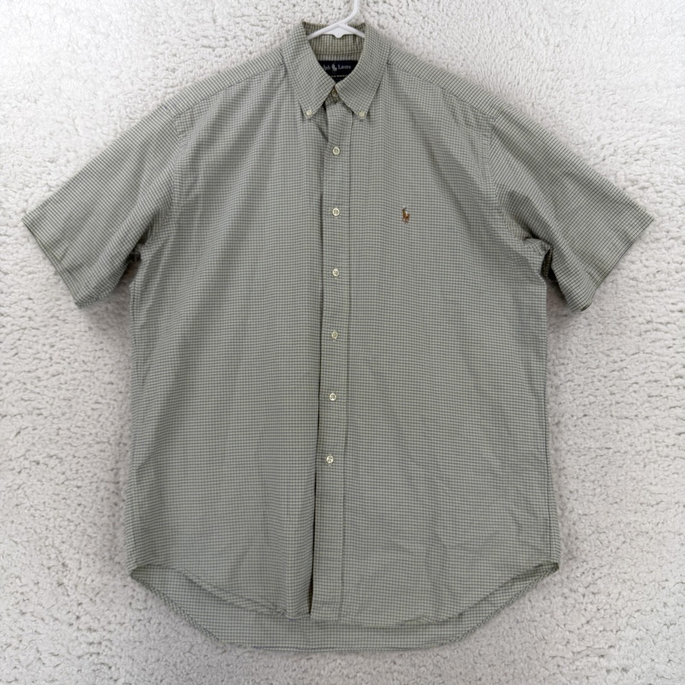 Ralph Lauren Blake Shirt Mens Medium Green Check Plaid Button Down Pony SS